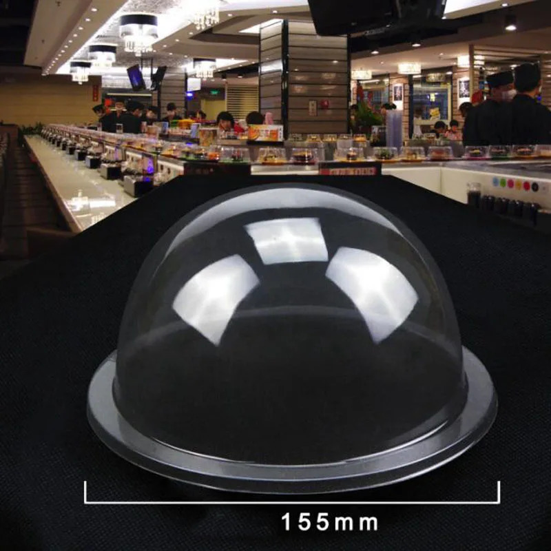 50pcs Plastic Lid For Sushi Dish Buffet Conveyor Belt Reusable Transparent Cake Plate Food Cover Restaurant Accessories 240304