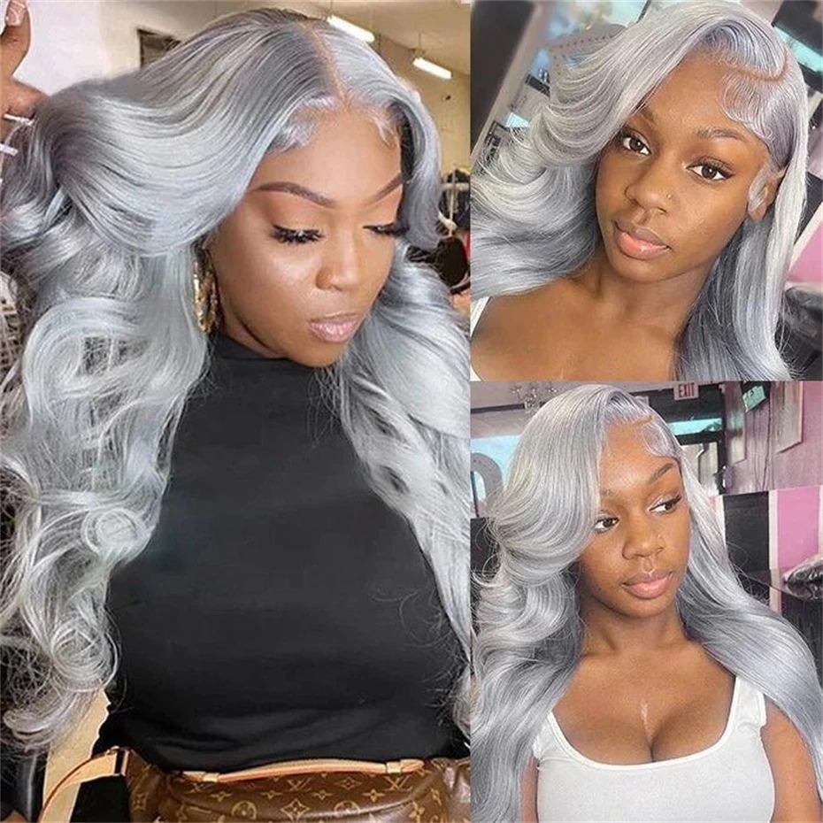 13x4 13x6 Transparent Grey Lace Front Wigs Human Hair Colored Human Hair Wig Brazilian Body Wave 613 Lace Frontal Wigs for Women