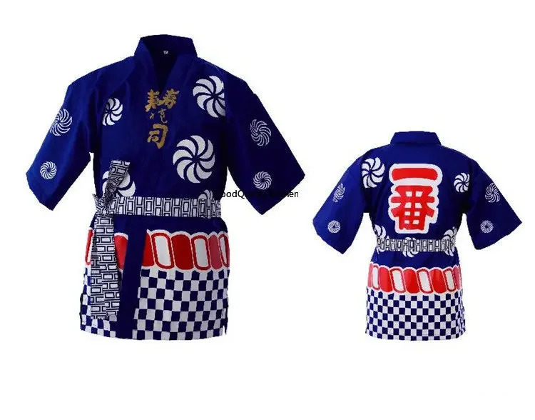 Japan Sushi Restaurant shop chef clothes Noodle Shop Bar Half Sleeve Waiter Clothes Uniform Chef Jacket japanese kitchen 240304
