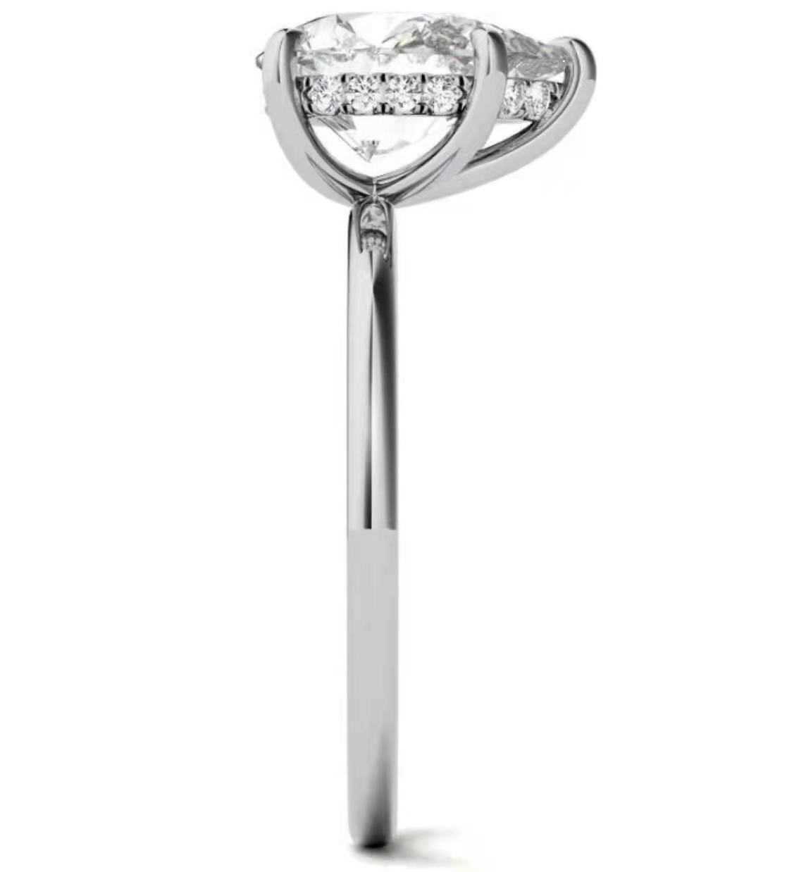 Customized S925 Sterling Silver 1/2/3/4/5 ct Brilliant Pear D VVS1 Moissanite Diamond Engagement Bridal Rings With GRA