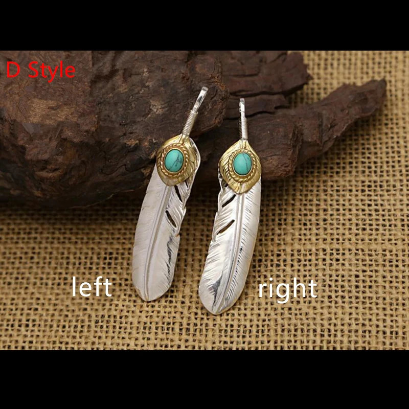 Goro's Takahashi 100% Real 925 Sterling Silver Natural Stone Turquoise Feather Necklace Pendant Men Women Fine Jewelry 2024 GP35 240305