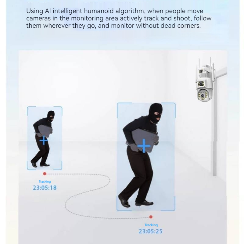 Dual Camera Waterproof Ball Machine with Dual Lens 4MP Monitoring Cameras Wifi Household Monitors IP CCTV Camera