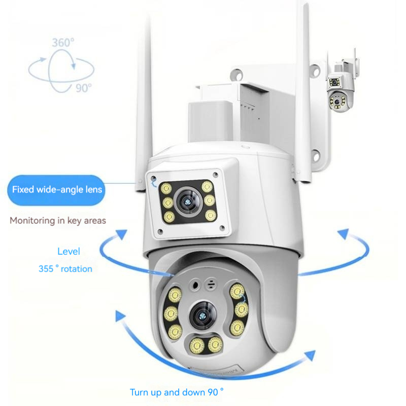 Dual Camera Waterproof Ball Machine with Dual Lens 4MP Monitoring Cameras Wifi Household Monitors IP CCTV Camera