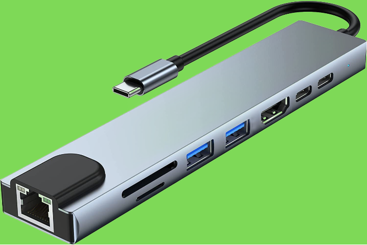 USB C Hub Dock to Rj45 Lan 100M Adapter OTG with PD TF SD Reader for PC