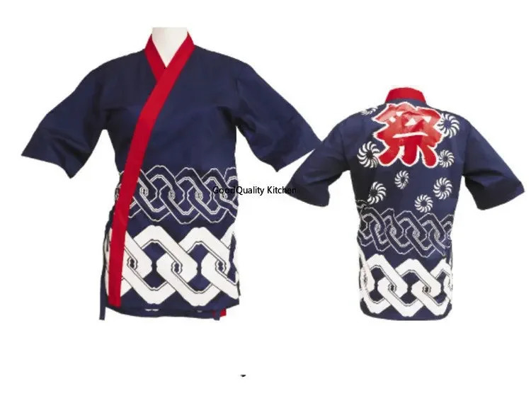 Japan Sushi Restaurant shop chef clothes Noodle Shop Bar Half Sleeve Waiter Clothes Uniform Chef Jacket japanese kitchen 240304