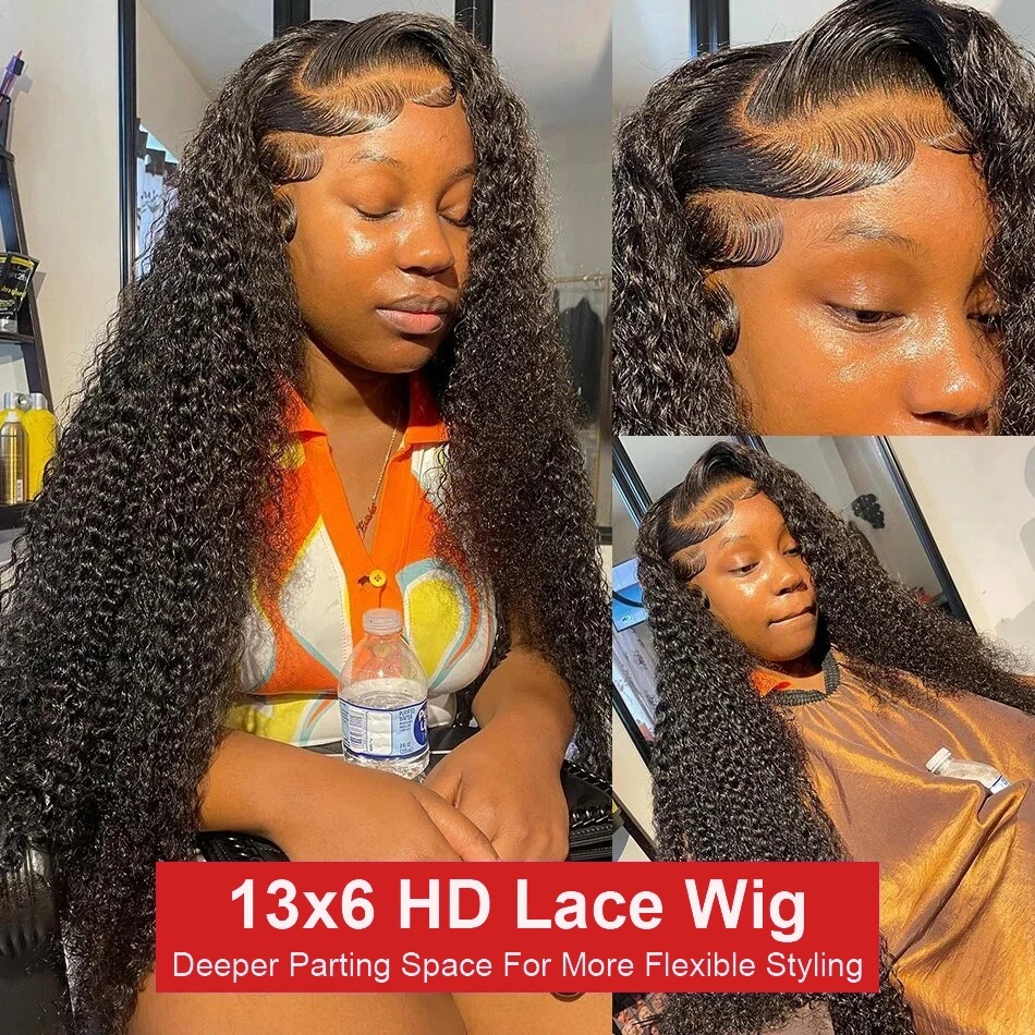30 40 Inch Deep Wave 13X6 Front Human Hair Wigs 250% Brazilian Loose Synthetic Hair Curly 13X4 Lace Fronrtal Glueless Wig For Women