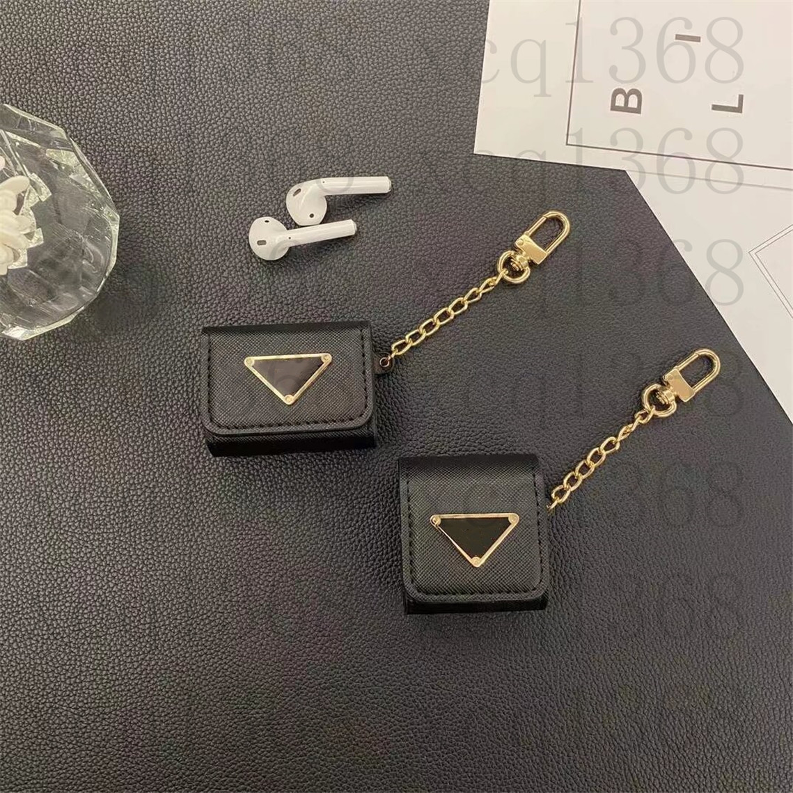 Luxury Designer AirPods Case Chain Strip Bag for Apple Air pod Pro 1 2 3 Generation Case Print Headset Packet Hook Clasp Keychain Anti Lost Earphone Shell Mini Bag Charm