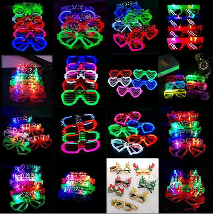Square LED Cold Bds Love Glasses New Year Flash Children's Light Toys Wholesale