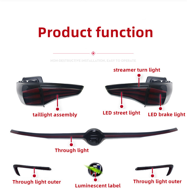 LED Through Taillight For Buick GL8ES 20 20 653T Taillight Assembly DRL Fog Brake Lamp Assembly Tuning Light Plug And Play