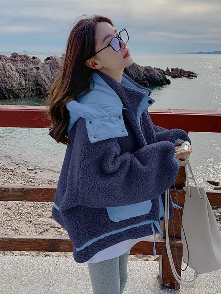 Autumn Winter Lamb Wool Cotton Coat Womens Trend Padding Woman Clothing Down Jacket Jackets For Women 240402