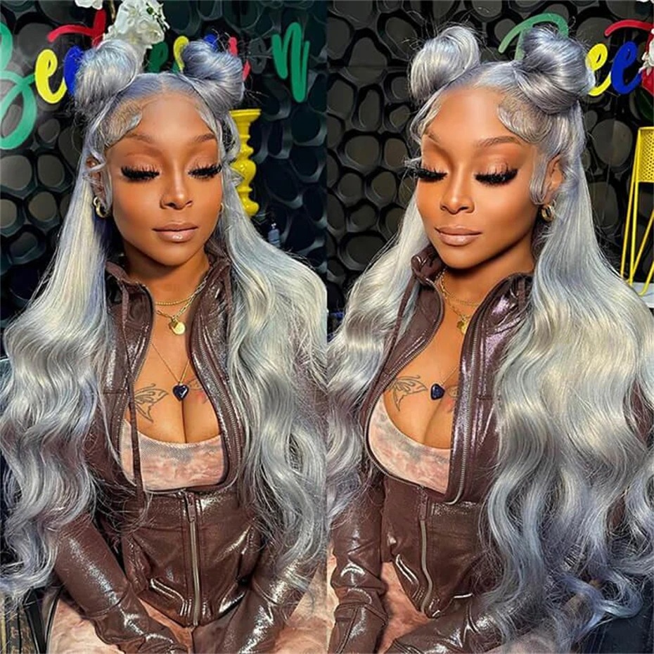 13x4 13x6 Transparent Grey Lace Front Wigs Human Hair Colored Human Hair Wig Brazilian Body Wave 613 Lace Frontal Wigs for Women