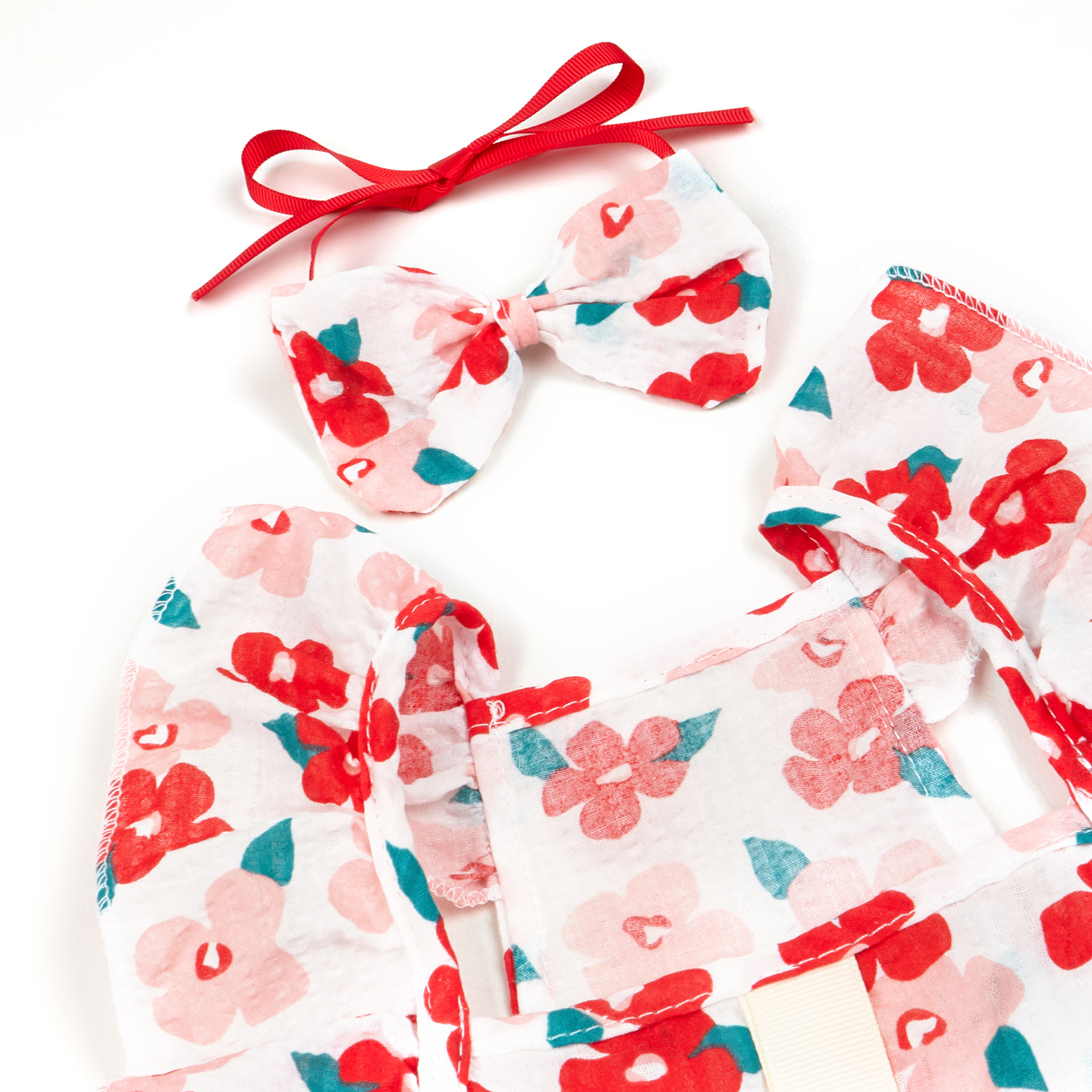Cute Dog Dress Ruffle Trim Cat Lace Princess Dresses with Bow Decor Puppy Tutu Skirt Holiday Party Costume Outfit for Small and Medium Cats Dogs Kitte