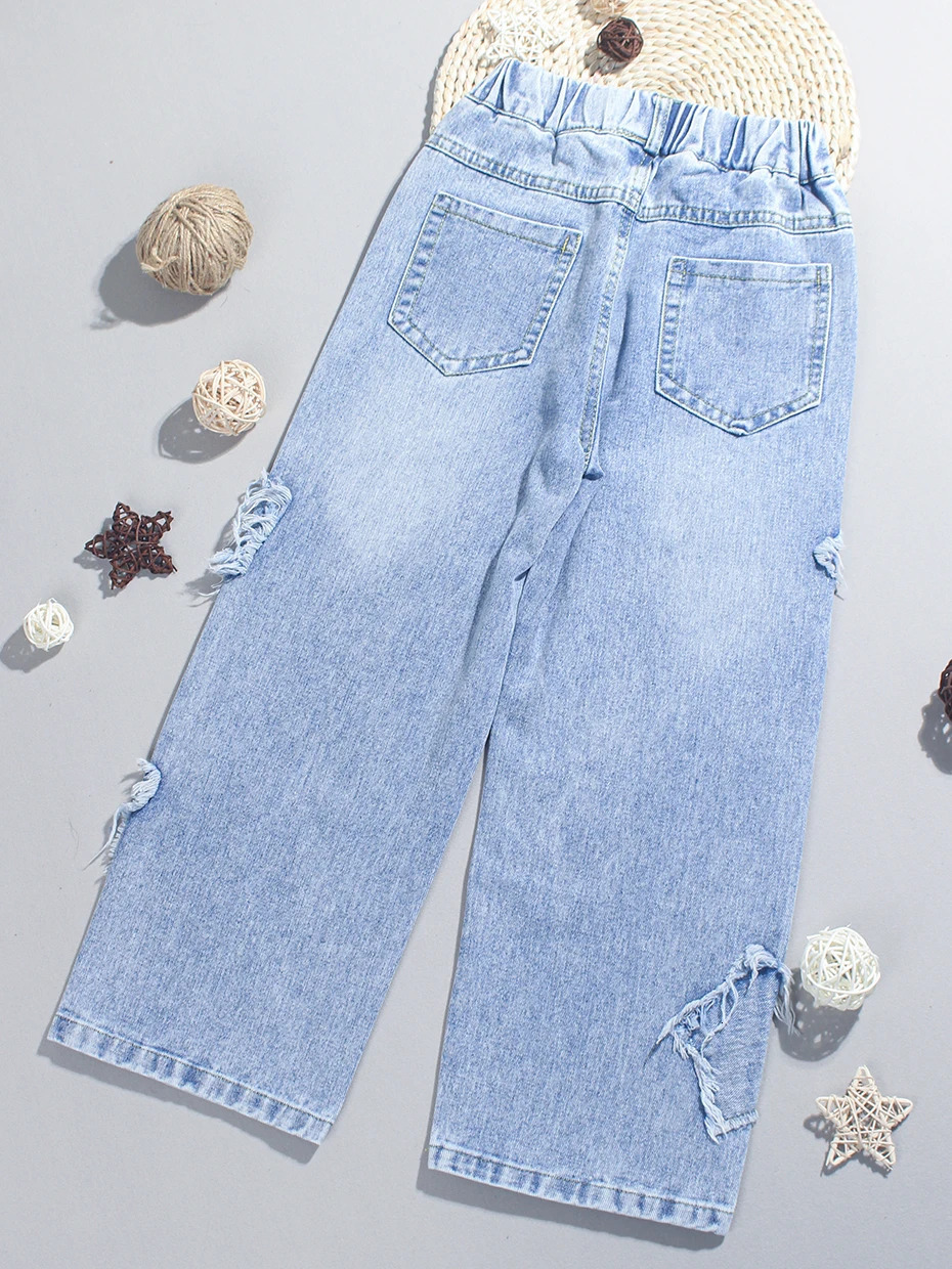 Jeans For Girl Star Pattern Kids Jeans Girls Casual Style Children Jeans Spring Autumn Childrens Clothes 6 8 10 12 14 240228