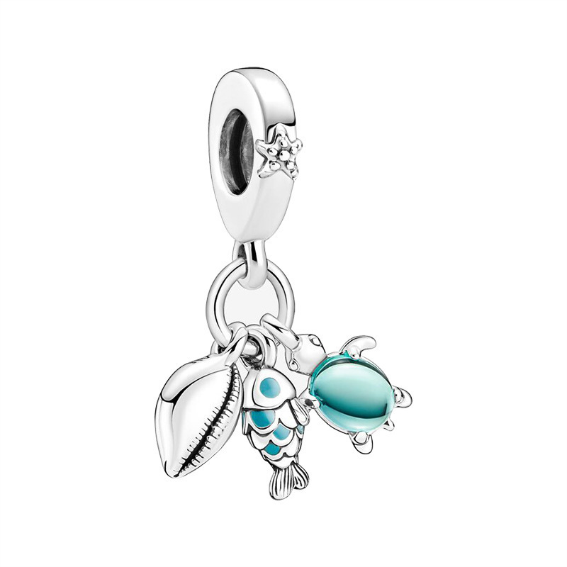 925 Sterling Silver Charm Bead Cartoon Bead Pendant Charm Accessorie Diy Turtle Pendant Fish Large Hole Bead Bracelet Accessorie Free Shipping
