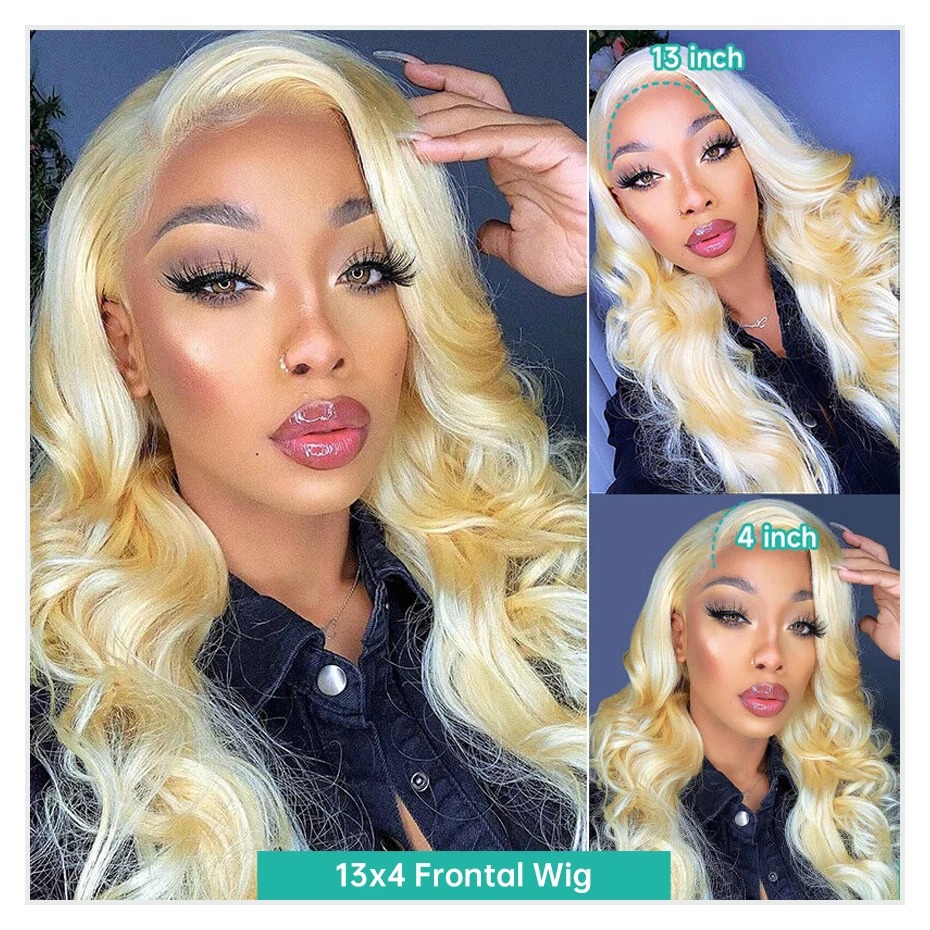 360 13X4 13X6 613 Blonde Body Wave Front Pre Plucked synthetic hair Transparent Brazilian Human Hair Lace Frontal Wig