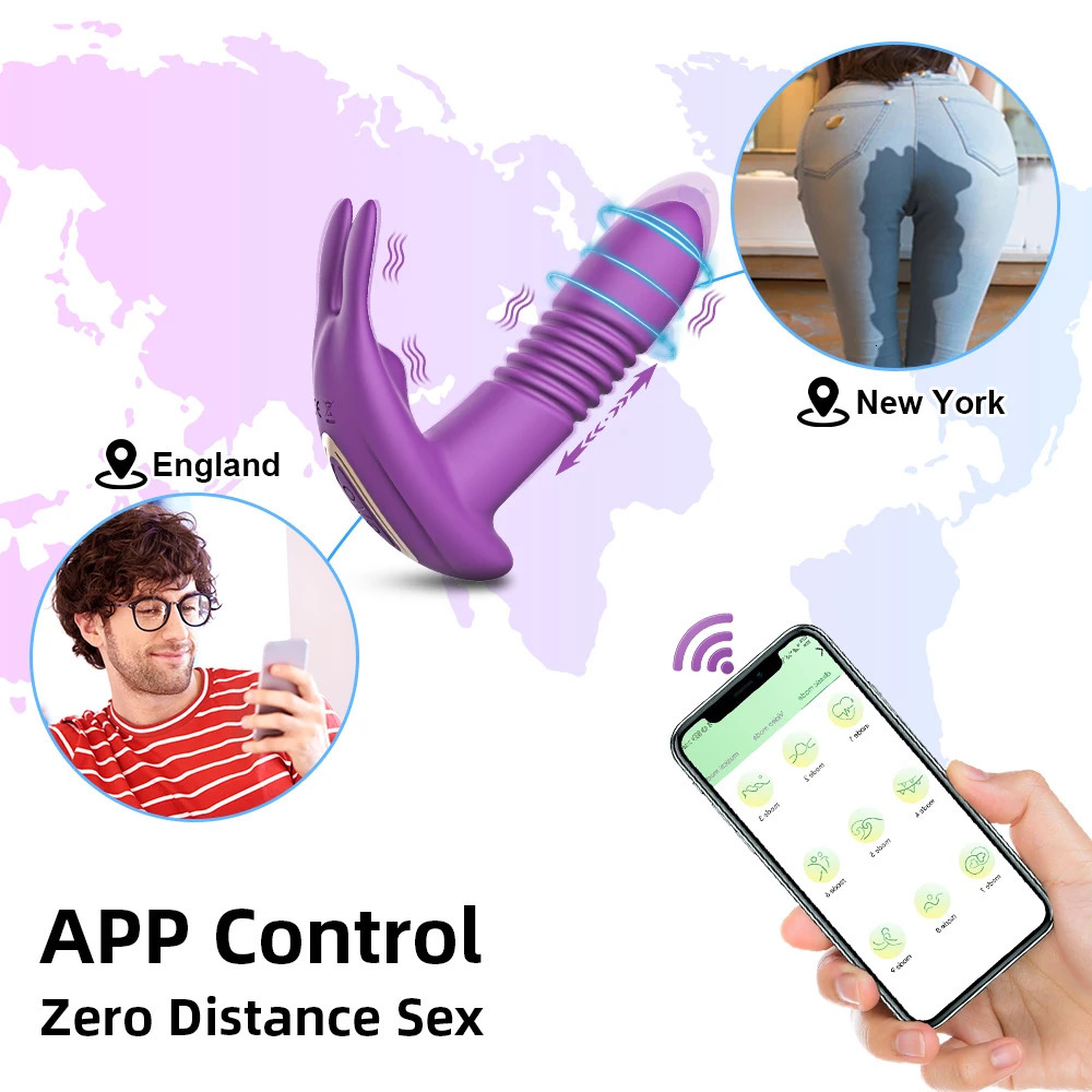 APP Bluetooth Thrusting Vibrator for Women Clitoris Stimulator Rotating Telescopic Dildo Remote Control G Spot Adults Sex Toy 240307