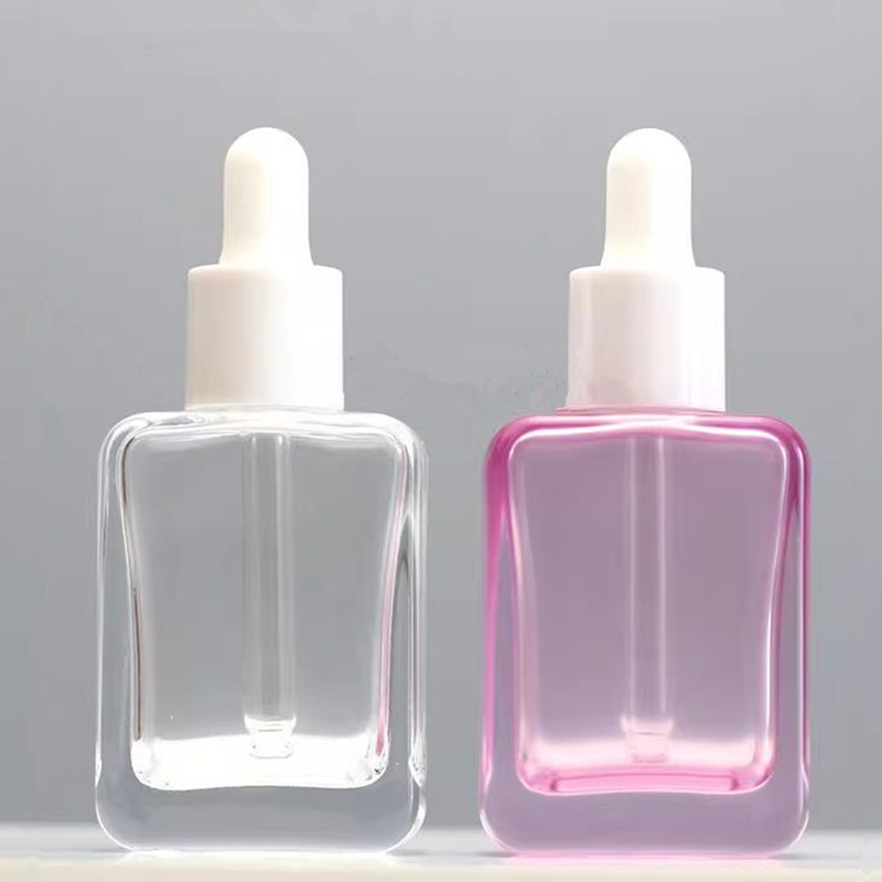 30ml Glass Dropper Bottle Empty Essential Oil Dropper Pipette Bottles Square Flat Bottle Makeup Packing Bottles