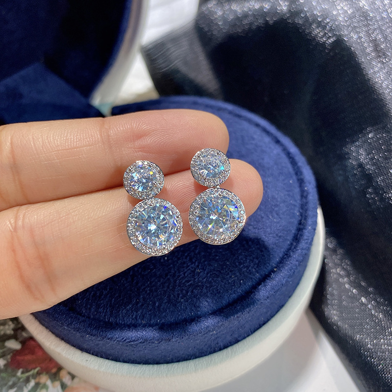 Stud Earrings: Sterg Sier White Cubic Zircon Amethyst CZ Dia Party Jewelry