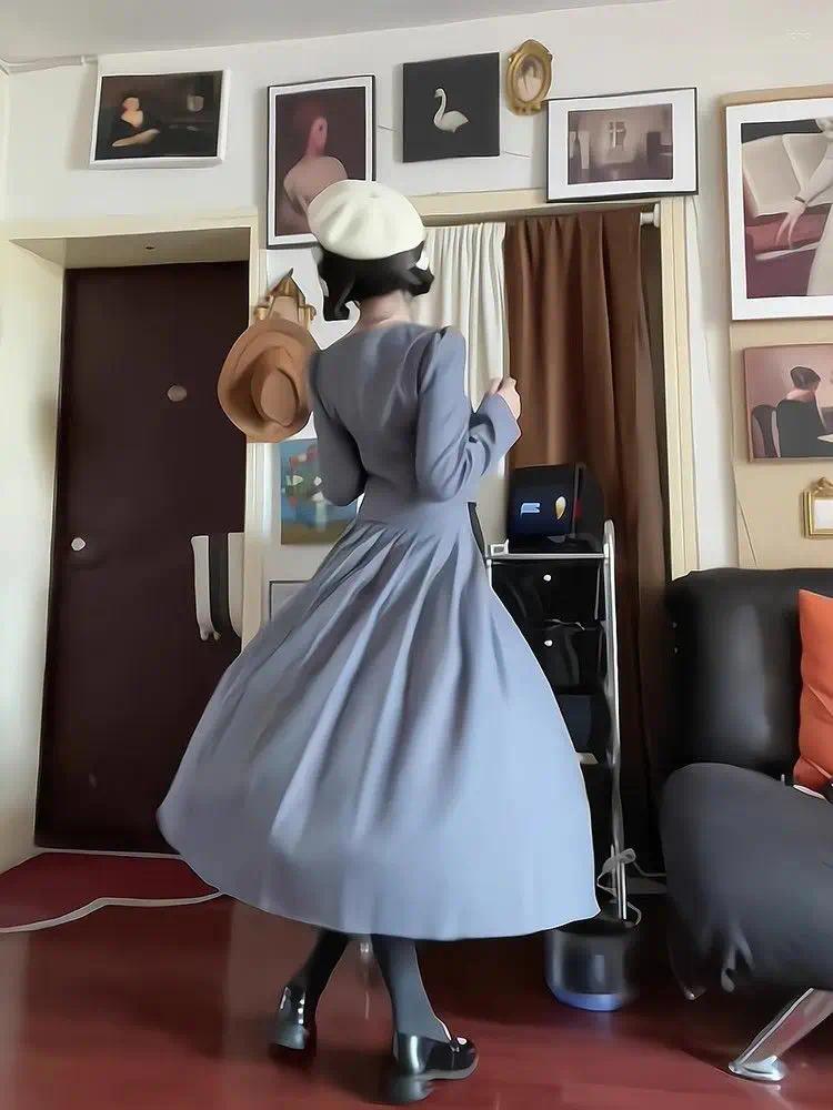 Work Dresses French Retro Preppy Suit Lady Fall Striped Long-sleeved Jacket High-waisted Skirt Two-piece Set 2 Piece Sets Womens Outfits
