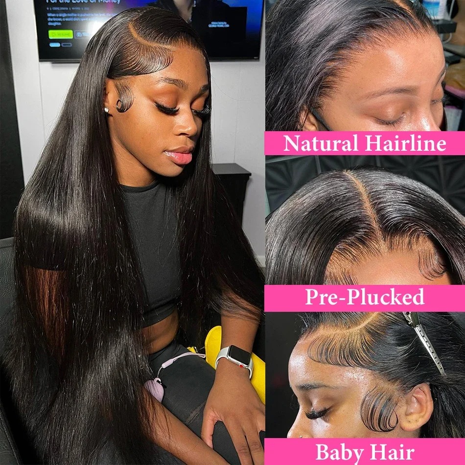 180% 13X4 Bone Front Human Hair Wigs Straight HD Transparent Lace Frontal 13X6 Brazilian Wig On Sale