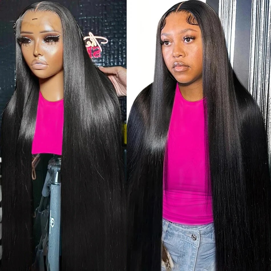 250 Density 30 40 Inches Bone Straight 13X4 Transparent Lace Front Human Hair Wigs Brazilian 13X6 Glueless Frontal Wig For Woman
