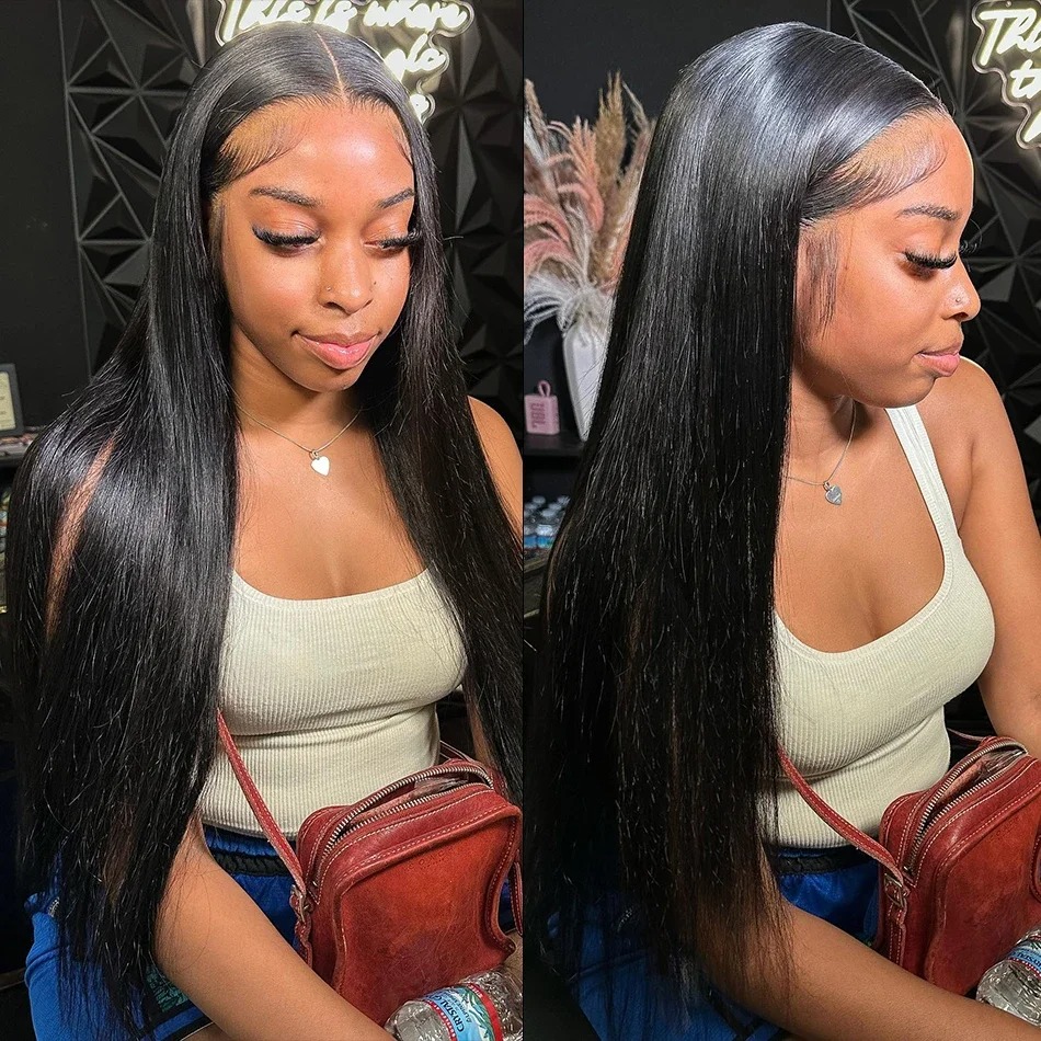 180% 13X4 Bone Front Human Hair Wigs Straight HD Transparent Lace Frontal 13X6 Brazilian Wig On Sale