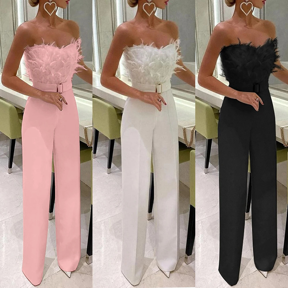 Elegant Solid High Jumpsuit For Woman Casual Long Pants 2023 Summer Sexy Club Bodysuits Evening Party Female Clothing Vintage 240308