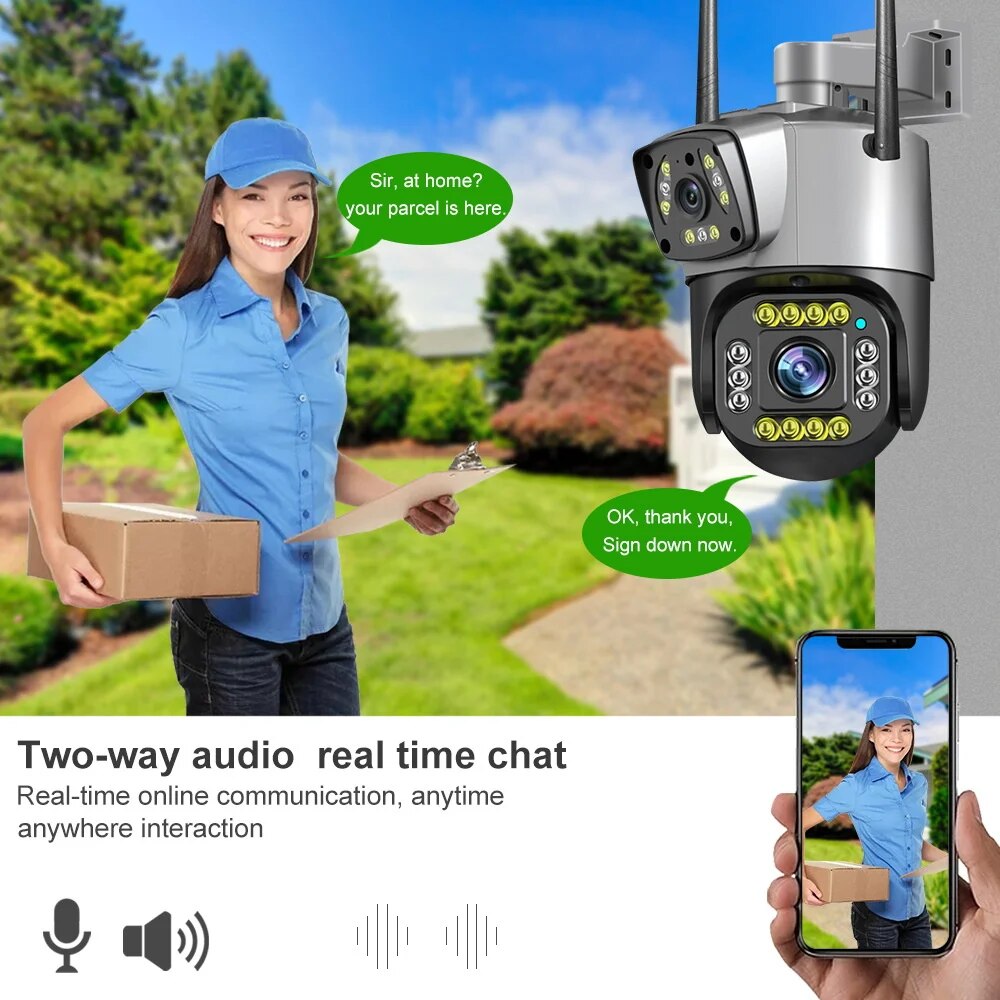 4G SIM 4MP Wifi IP Camera Dual Lens Security Protection Ai Human Monitor Outdoor Waterproof Night CCTV Video Surveillance Camera