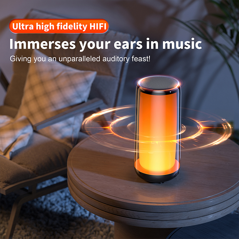 QERE HF33 Mini Portable Wireless Speaker Outdoor Subwoofer With Led Flashing Colorful Metal Bass Speaker