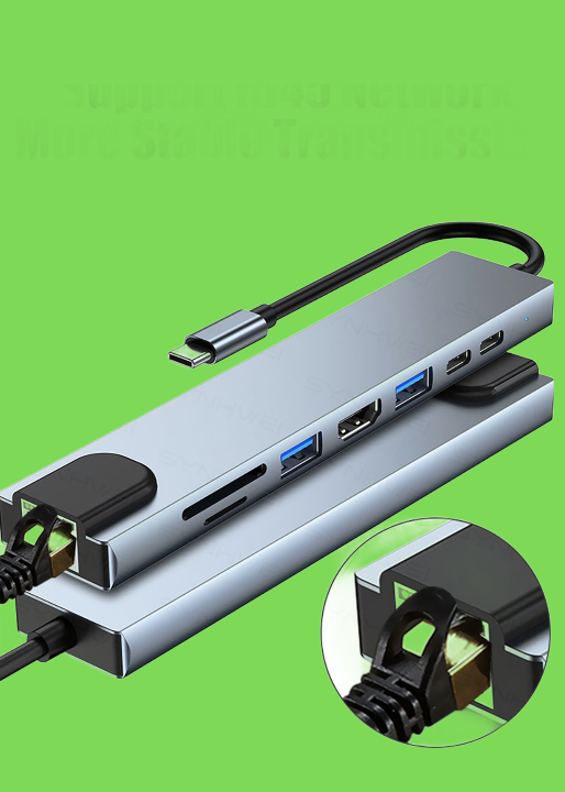 USB C Hub Dock to Rj45 Lan 100M Adapter OTG with PD TF SD Reader for PC