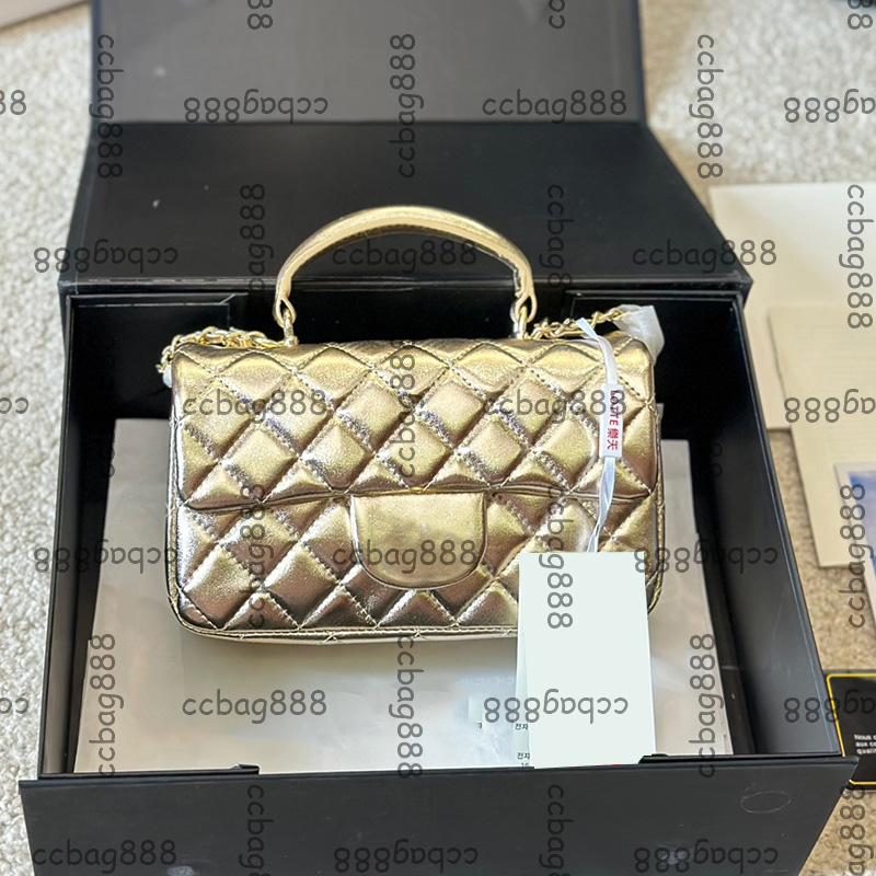 22B Womens Classic Mini Flap Calfskin Shoulder Bags With Top Handle Totes GHW/SHW Crossbody Shoulder Handbags Turn Lock Phone Card Holder Purse 20CM For Ladies Summer