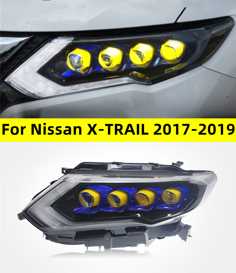 Full LED Crystal Headlights For Nissan X-TRAIL 20 17-20 19 DRL Daytime Light Dynamic Signal Head Lamp Accembly