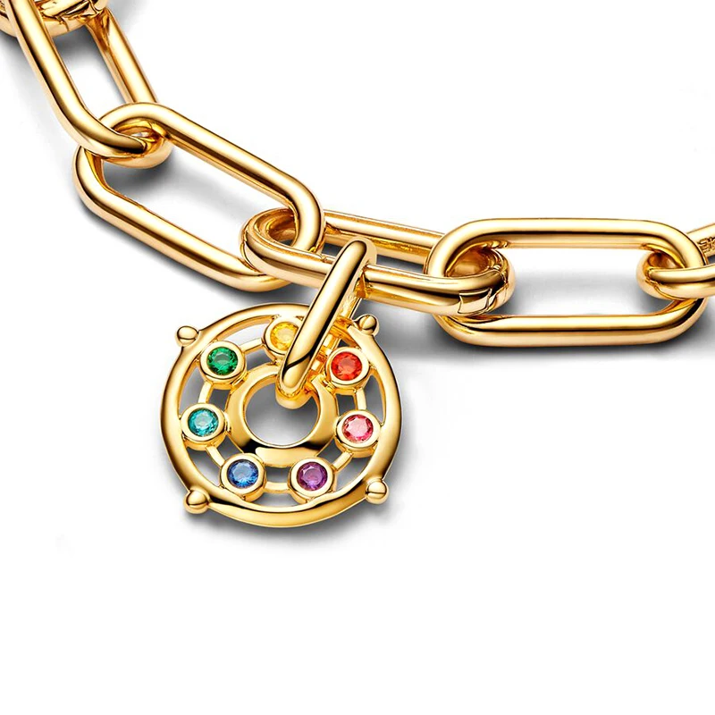 2024 New 14K Gold Silver Power Of The Light Sun Medallion Charm Fit S925 Snake Me Bracelet Women Jewelry DIY
