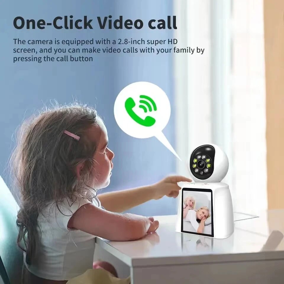 ivyiot 3MP Two Way Video Baby Monitor Indoor Security 2.8 Inch Display Screen WiFI Wireless PTZ Camera for Pet/Dog/Child/Elder