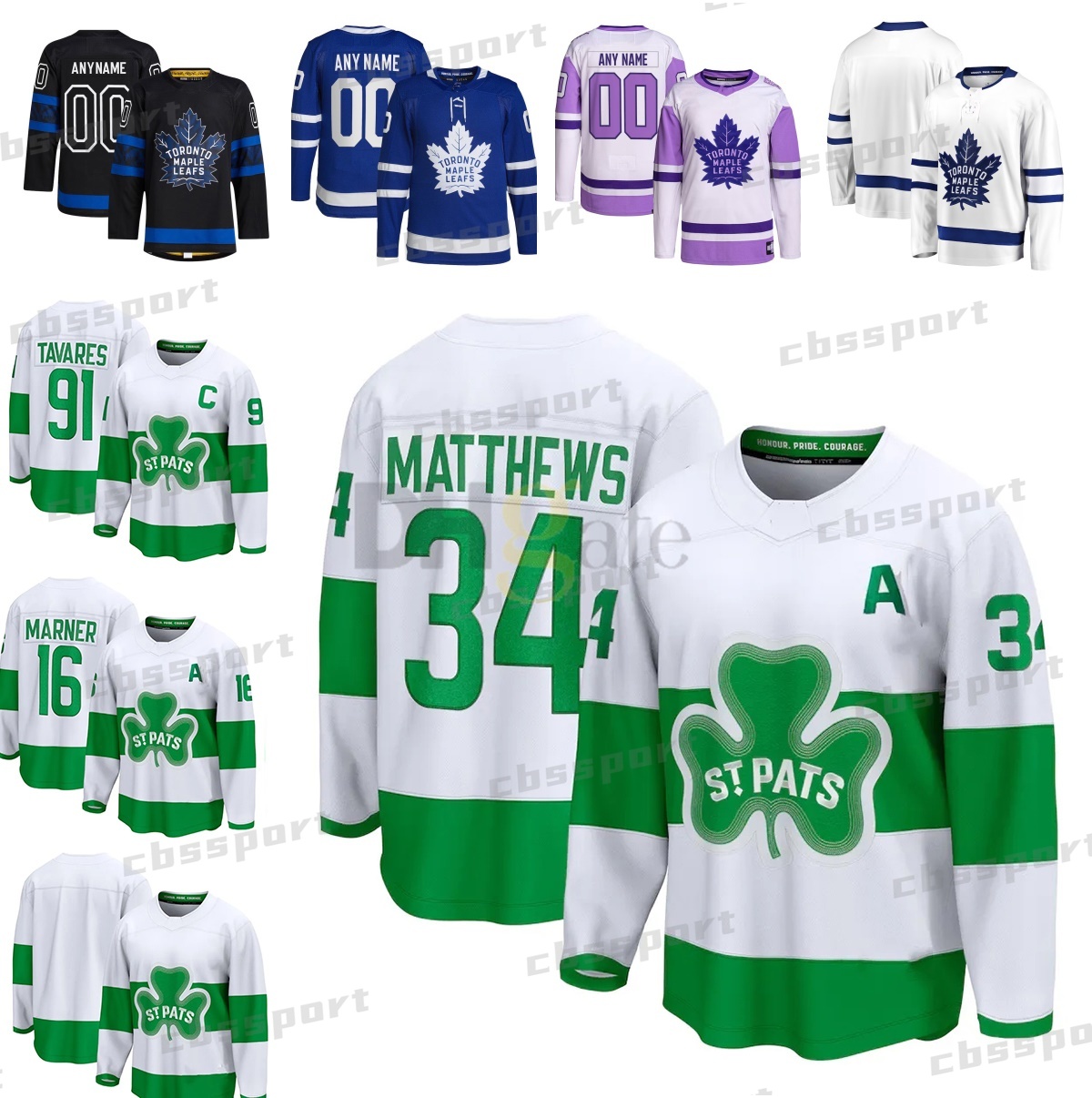 2024 St. Pats 34 Auston Matthews hockey jersey Mitchell Marner William Nylander Ryan Reaves Morgan Rielly Max Domi Tyler Bertuzzi John Tavares Custom Men Youth Women