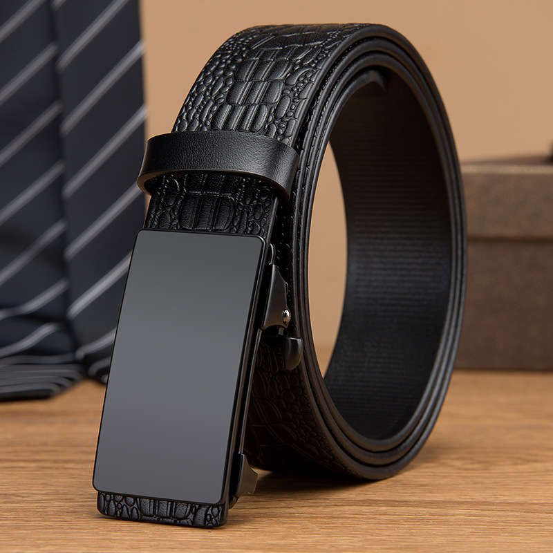 Fashion buckle genuine leather belt Width 3.4mm 4MM thickness Highly Quality cowhide women mens belts smooth buckle Alligator embossing belt