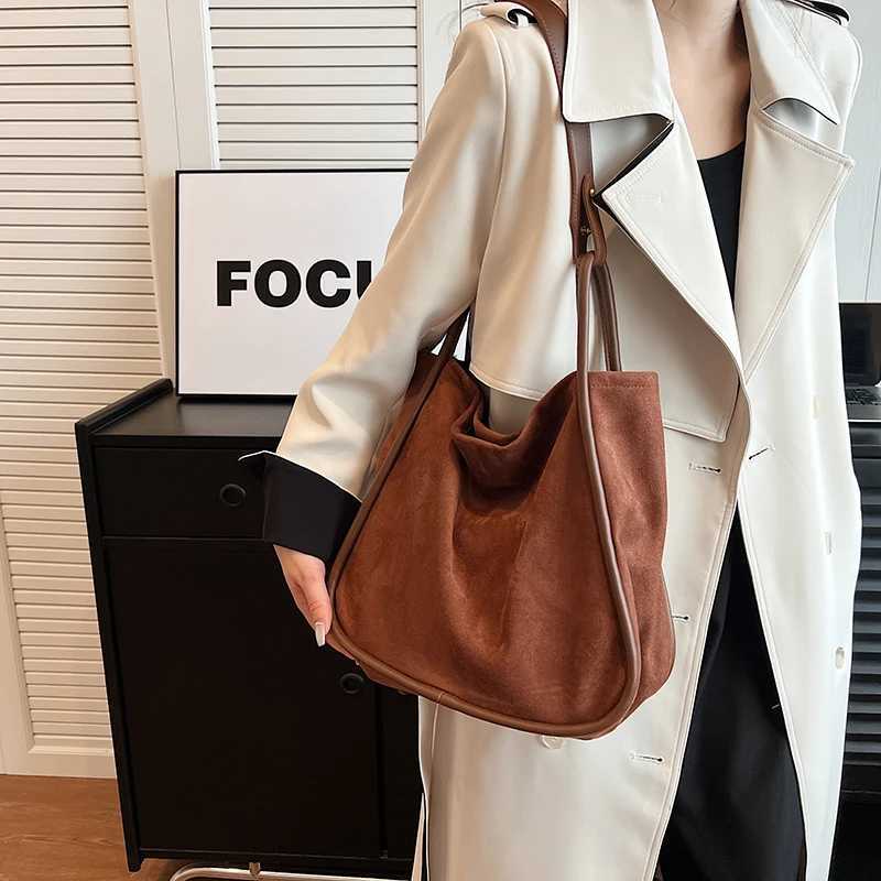 HBP Nubuck Leather Tote Bags for Women 2024 Winter Tend Female Simple Shoulder Bag Lady Hobo Bag Handbags And Purses