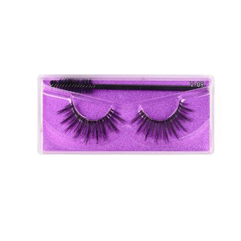 False Lashes - 3D Volume Faux Eyelashes Cotton Band Natural Slender Style Eye Makeup Tool with Brush 15 Color Options X250925