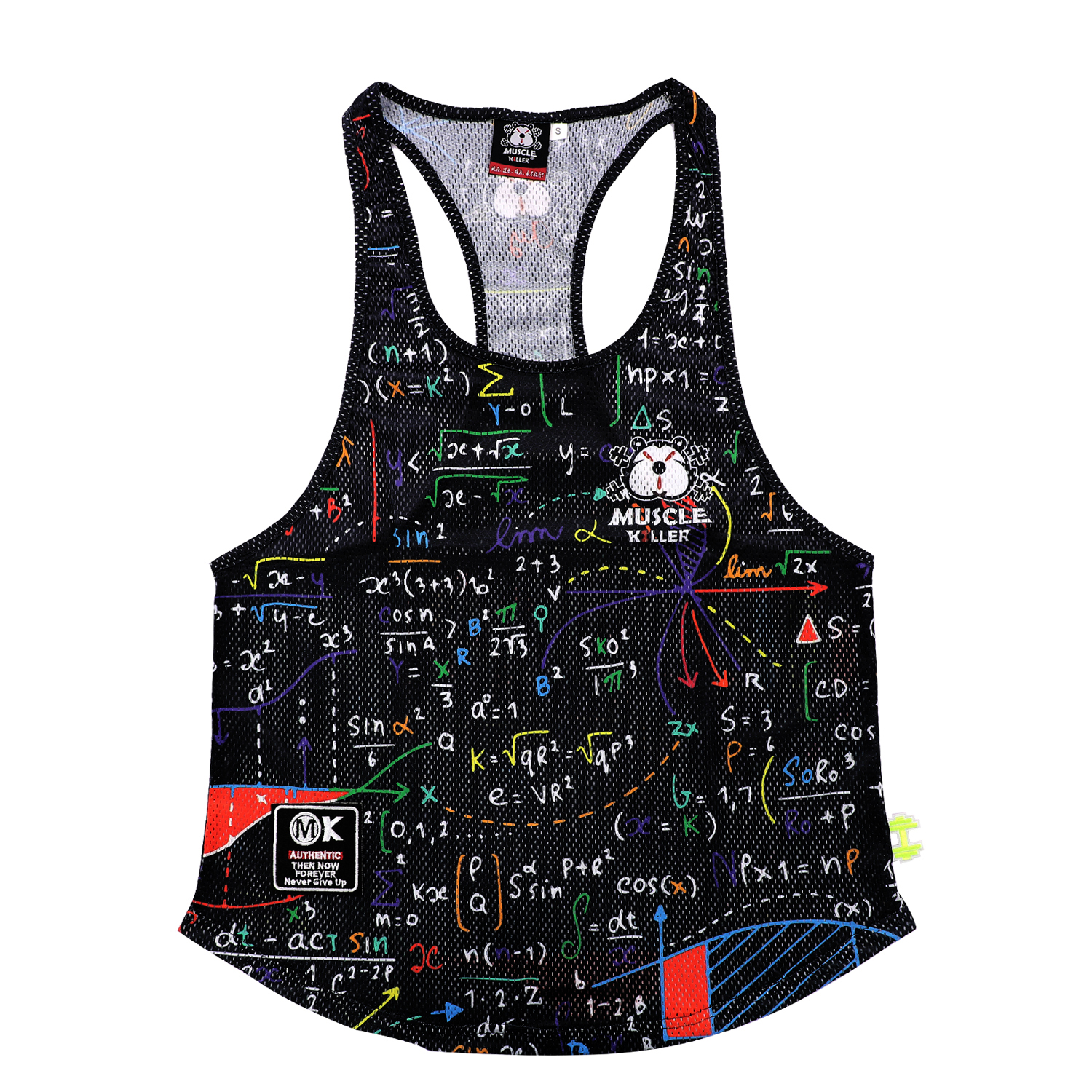 MK Muscle Strength Line Letter Training Sports Running Gym Muscle Strength Leisure Running Half Sleeves Racerback