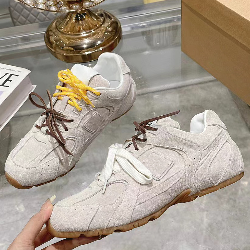 2025--Shoes Dress Spring New Arrive Women Sneakers Round Toe High Quality Leather with Thick Sole Lace Up Outside Walking Running Flat Trainers