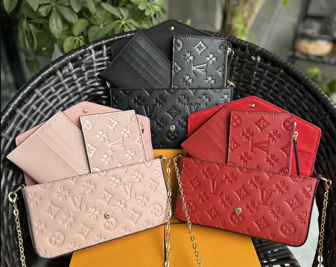 Big Discount High Quality Designer Woman bag tote wallet with box handbag purse ladies shoulder bags letters flowers grid serail code three in one