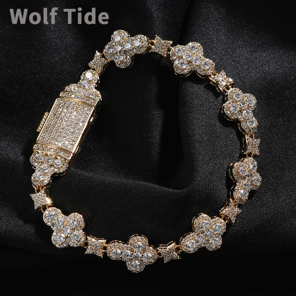 10mm Top Quality Clustered Cubic Zirconia Cross Bracelet Spring Clasp Micro Sparkling Cz Gemstone Zircon Hip Hop Iced Out Bangle Bracelets For Men Bij