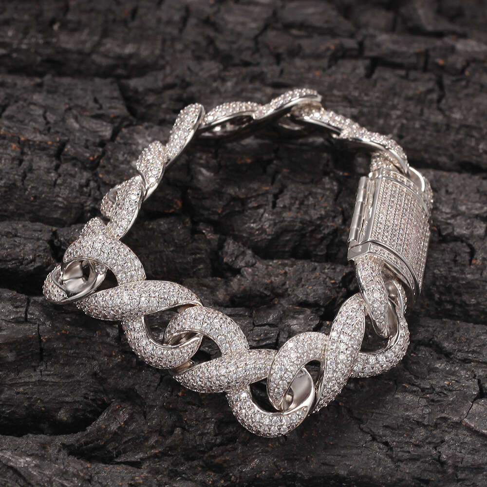 Hip-hop Infinite Symbol Bracelet Instagram Style Cuban Link Chain Bracelets Gold-plated Bling Cubic Zirconia Diamond Inlaid Cz Stone Jewelry Rapper Bi