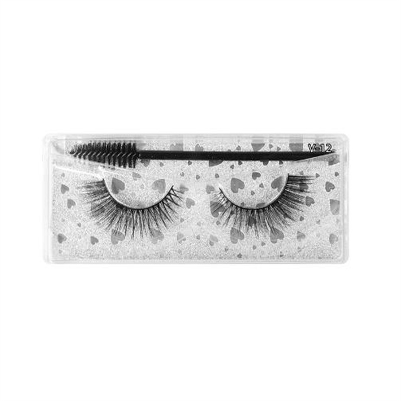 False Lashes - 3D Volume Faux Eyelashes Cotton Band Natural Slender Style Eye Makeup Tool with Brush 15 Color Options X250925