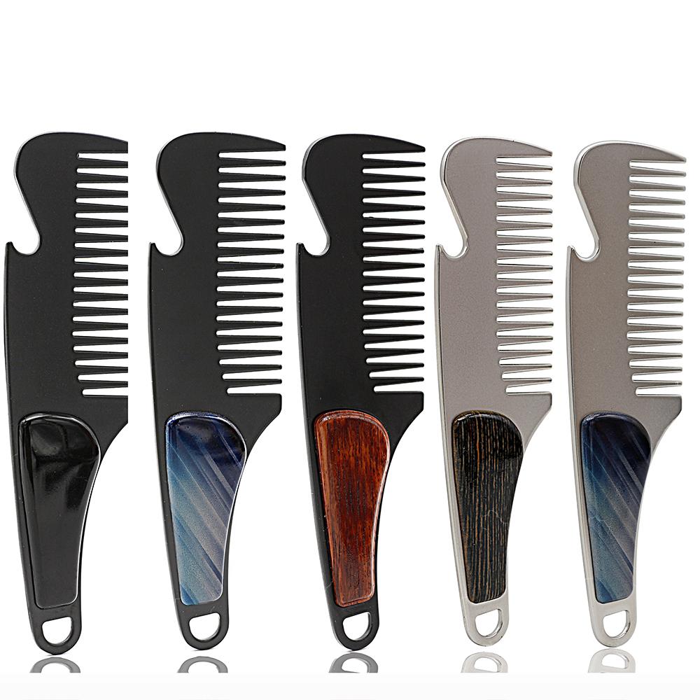 Pocket Hair Comb Stainless Steel Portable Men Beard Comb For Shaving Beer Opener Portable Metal Mustache Comb Peine De Barba Portatil Para Hombres Who