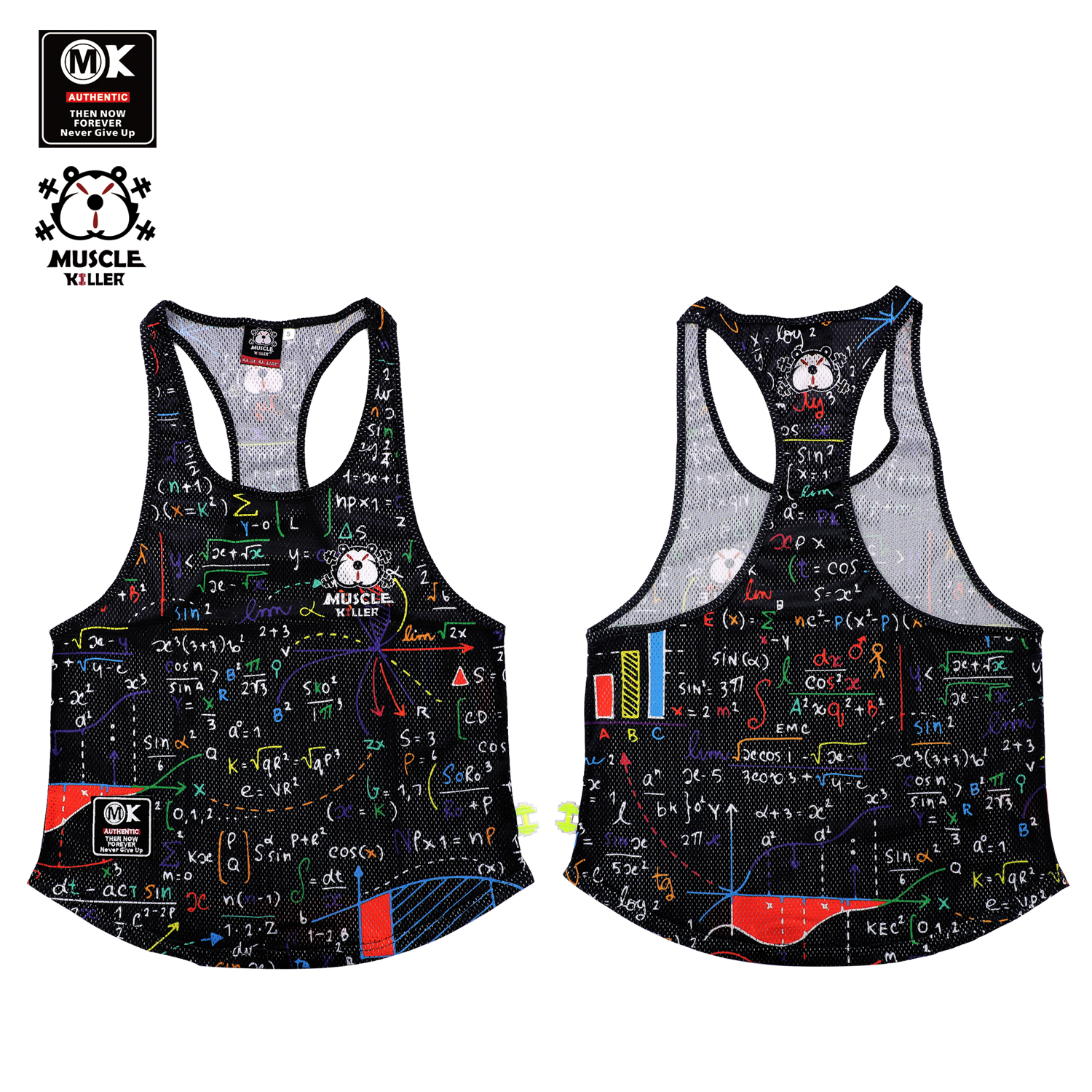 MK Muscle Strength Line Letter Training Sports Running Gym Muscle Strength Leisure Running Half Sleeves Racerback