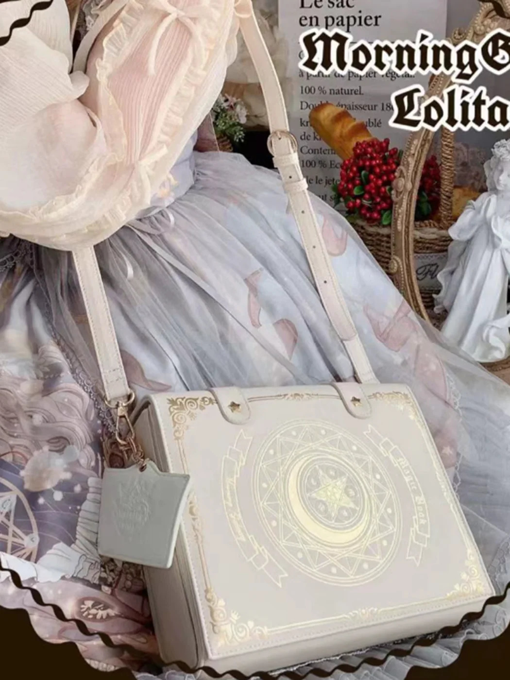 JIAERDI Harajuku Lolita Bag Women Preppy Style Jk Moon Magic Book Shoulder Bags Ladies Elegant Sweet Cute Handbag Y2k 240307