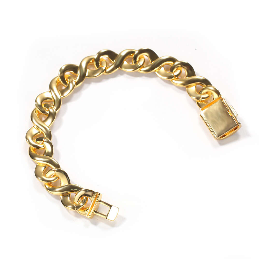 Hip-hop Infinite Symbol Bracelet Instagram Style Cuban Link Chain Bracelets Gold-plated Bling Cubic Zirconia Diamond Inlaid Cz Stone Jewelry Rapper Bi