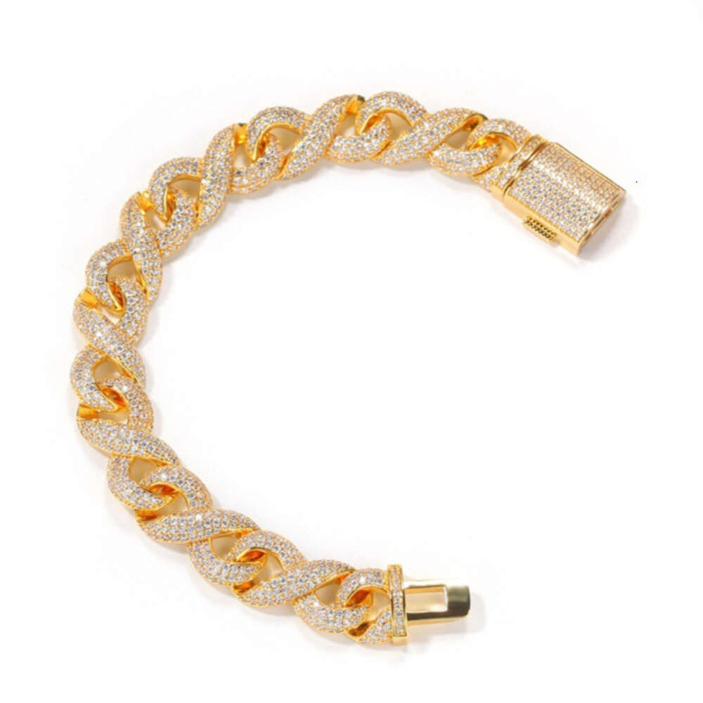 Hip-hop Infinite Symbol Bracelet Instagram Style Cuban Link Chain Bracelets Gold-plated Bling Cubic Zirconia Diamond Inlaid Cz Stone Jewelry Rapper Bi