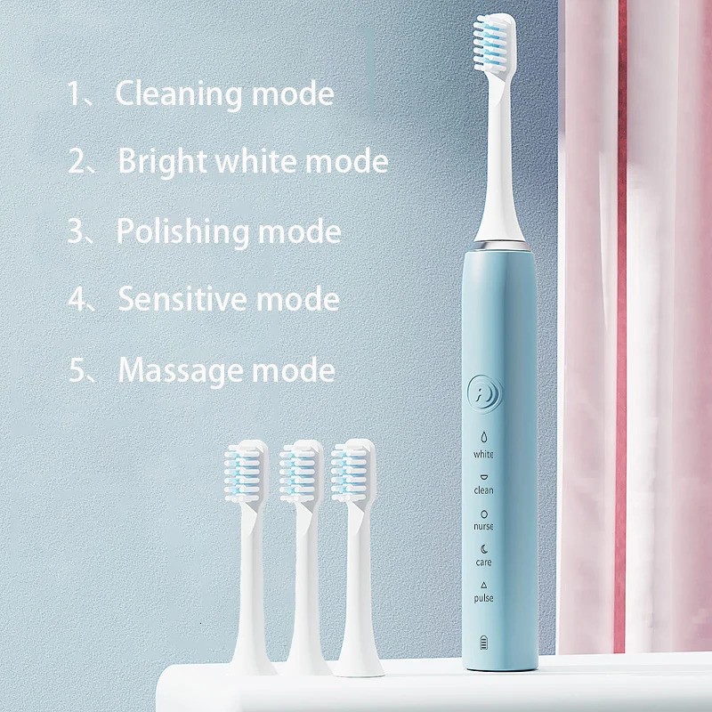 The Ultrasonic Sonic Electric Toothbrush Rechargeable Tooth Brushes Adult Timer Brush Washable Electronic Whitening Teeth 240301